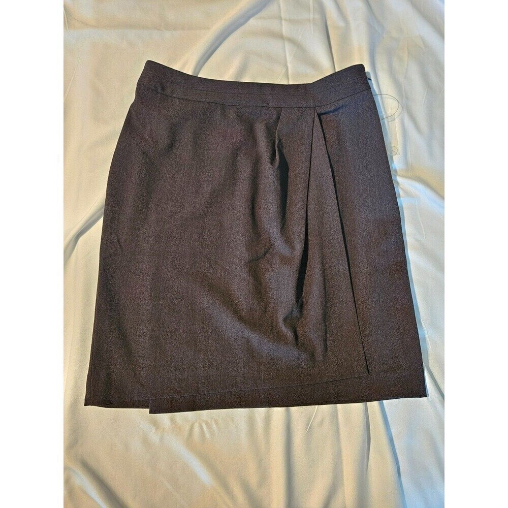 ADRIENNE VITTADINI Dark Gray Overlap Skirt Classic Career Women Sz 4